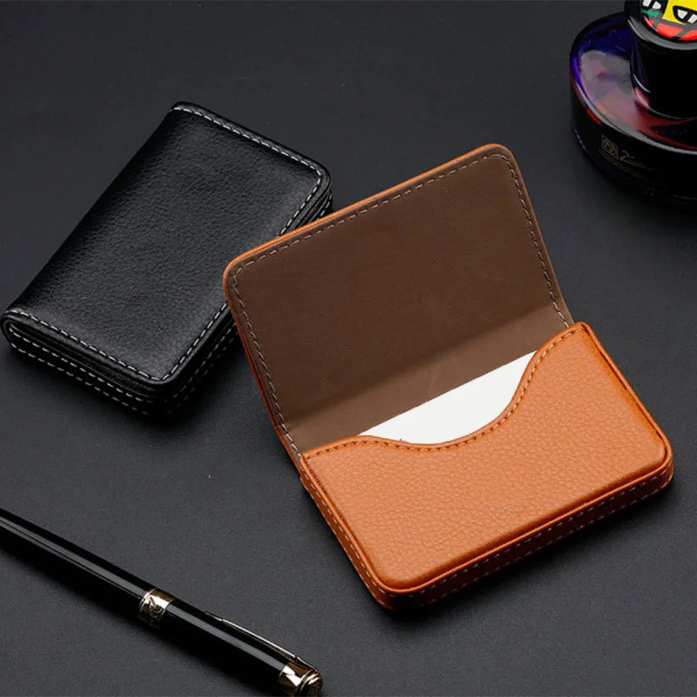 1PC PU Leather Business Card Holder For Men Large Capacity Bank Card Case With Buckle High Quality Card Container Wholesale