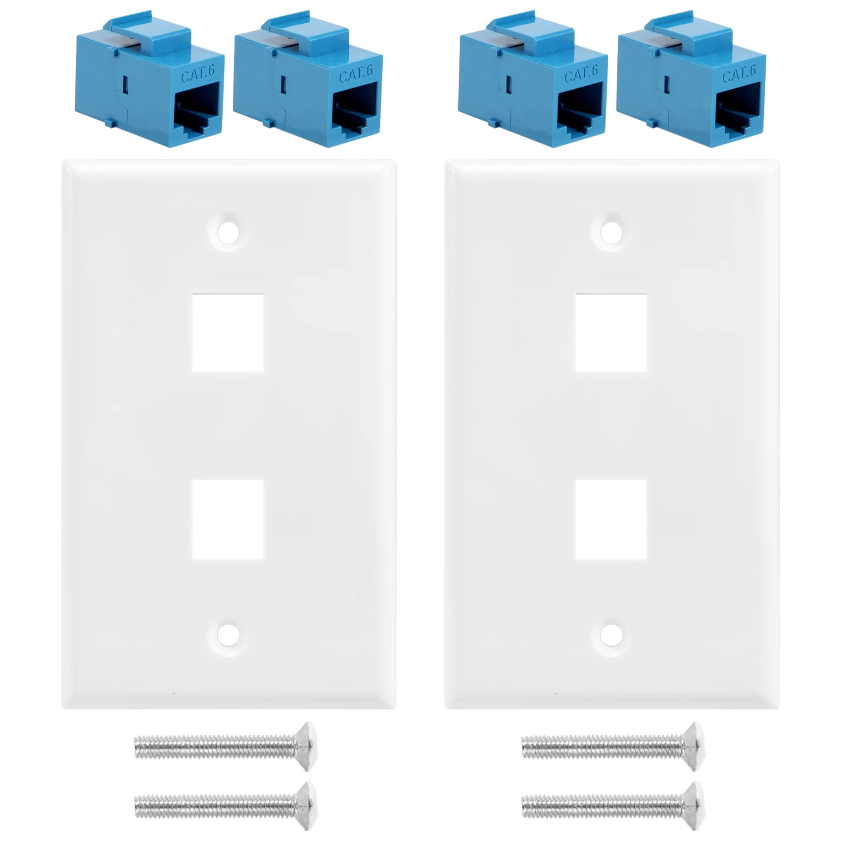 AT87-2-Pack 2 Port Ethernet Wall Plate, RJ45 Cat6 Female to Female Jack Inline Coupler Face Plates, 2-Port