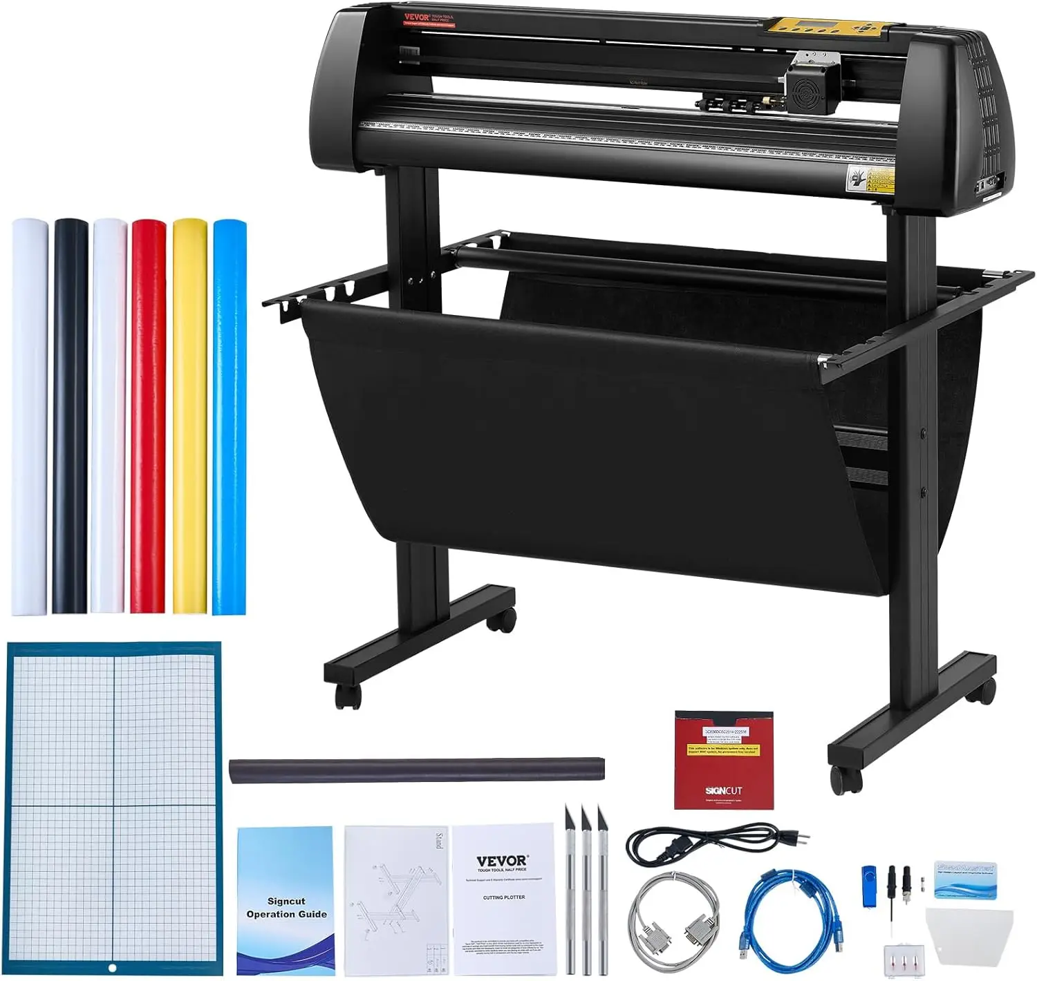 Vinyl Cutter 34 Inch Bundle, Vinyl Cutter Machine Manual Vinyl Plotter Cutter with Signmaster Software for Design and Cut, with