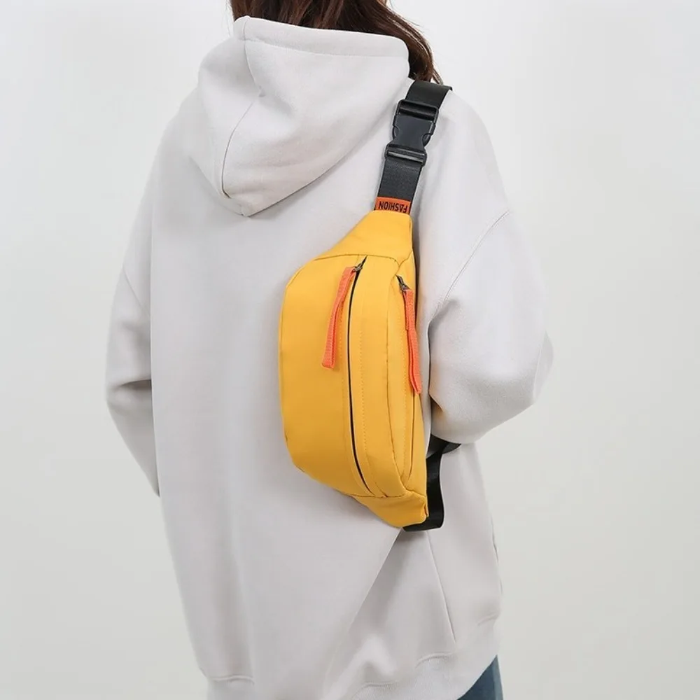 Сплошной цвет, нейлоновая поясная сумка, регулируемый плечевой ремень с несколькими карманами, мужская нагрудная сумка, большая вместительная сумка-банан, диагональная сумка на плечо