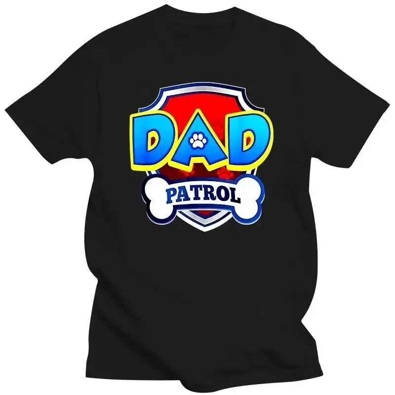 Large Size Mens Clothing Dad Patrol Shirt Dog Funny Gift Birthday Party Black T-Shirt Size Birthday Gift Tee Shirt