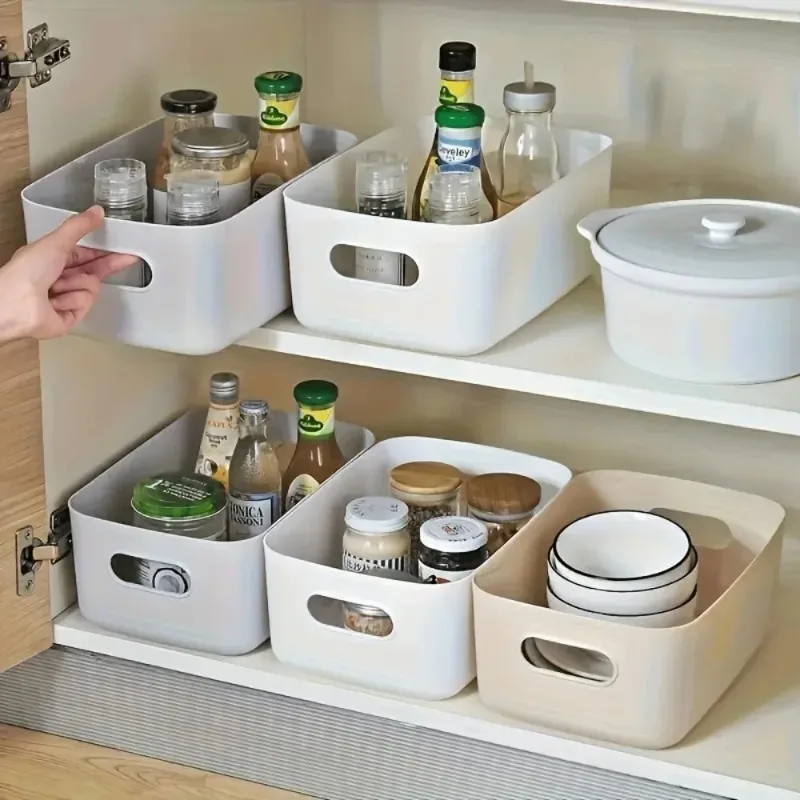 Stackable Storage Box,Rectangular Plastic Organizer Containers,Durable, Reusable,for Kitchen,Bathroom,Dorm Essentials