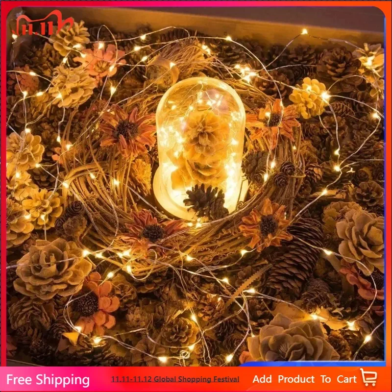 

LED String Lights Silver Wire Fairy Warm White Garland Home Christmas Wedding Holiday Party Decoration Powered By Battery