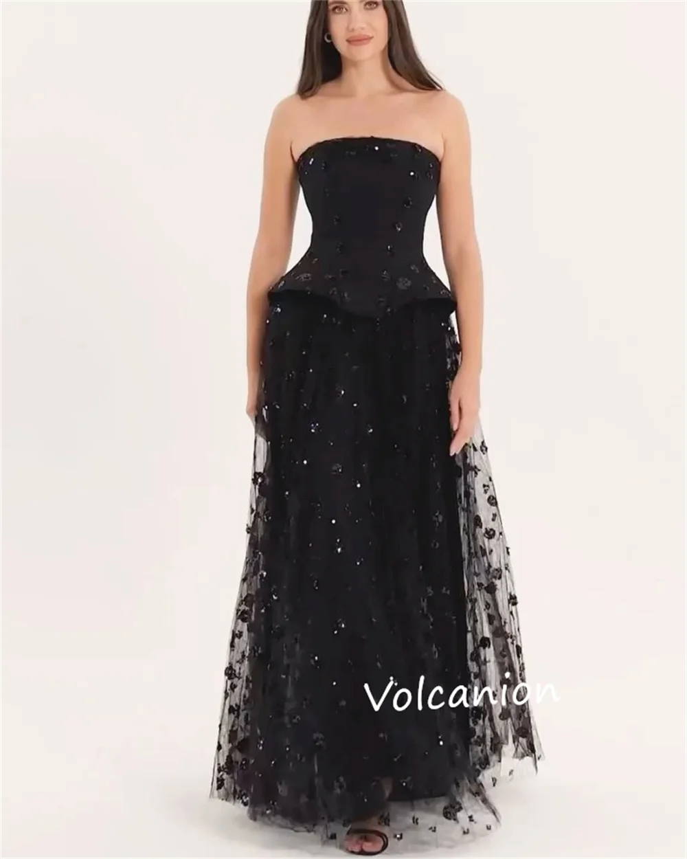 Gaun Panjang Tanpa Tali A-line Manik-manik Berpayet Jersey Kustom Pencocokan Mode Homecoming Acara Dipesan Lebih Dahulu