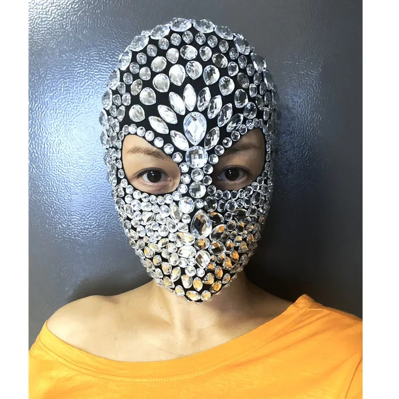 

Rhinestones Headgear Crystal Mask Stage Accessories for Masked Singer Party Performance Show Halloween Prop Costume