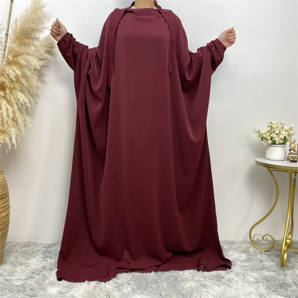 

Women Long Loose Dress Middle East Dubai Solid Color Muslim Dress Abaya Robe Fashion