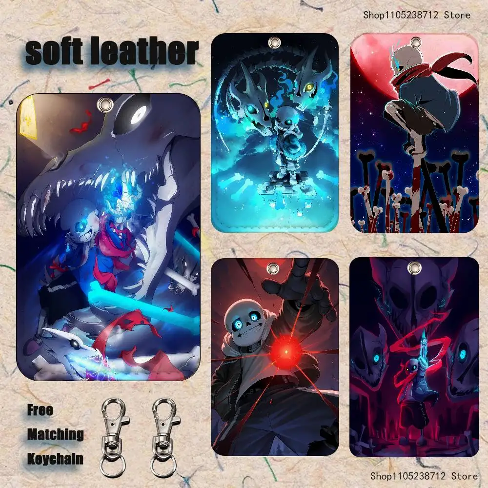

Cool Game U-Undertale S-Sans Holder Keychain For Bank Business Work Card Holder Student Card Protective Case Bus Card