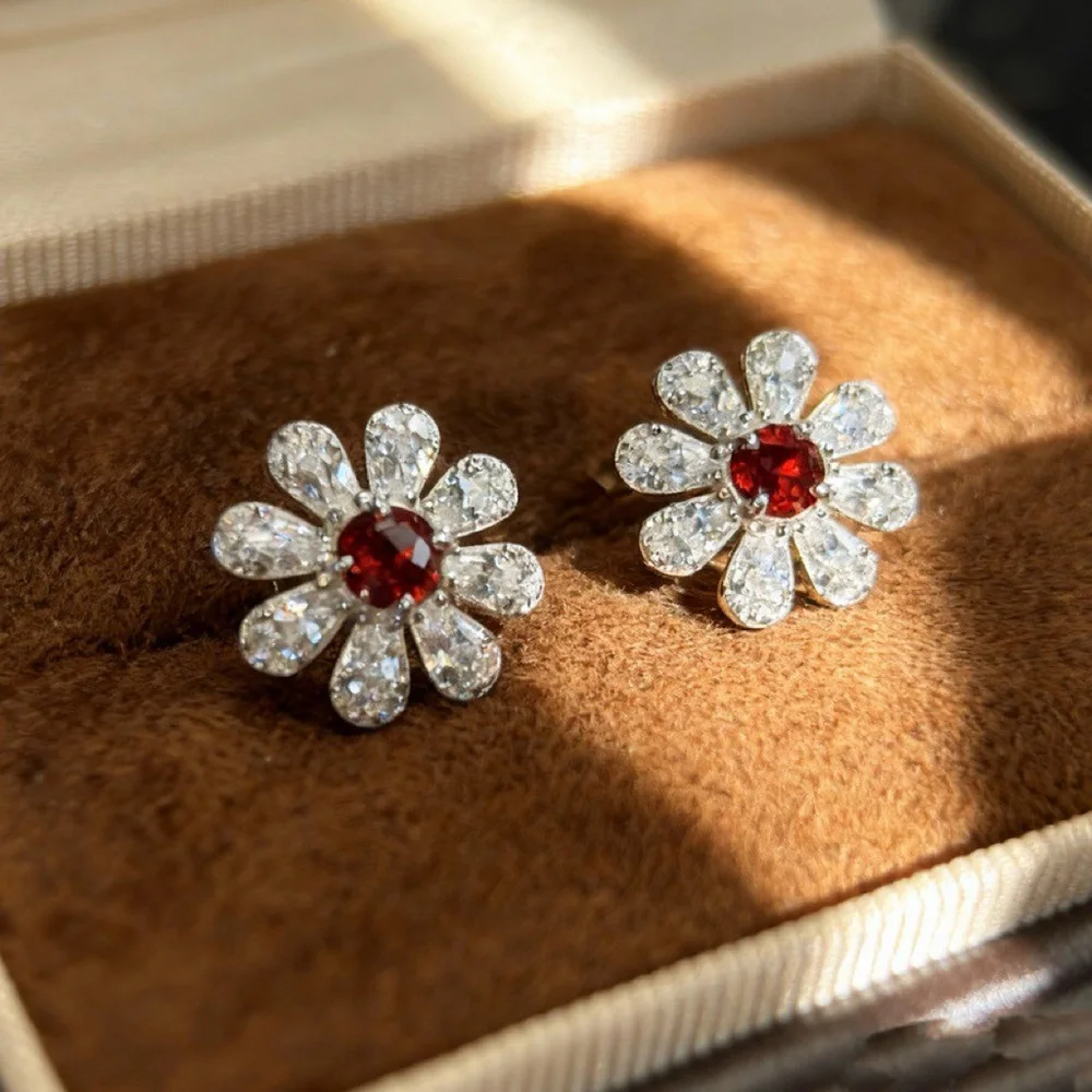 

Серьги из стерлингового серебра S925, модные серьги с натуральным гранатом для женщин, на день рождения, годовщину, вечеринку, элитный ювелирный подарок