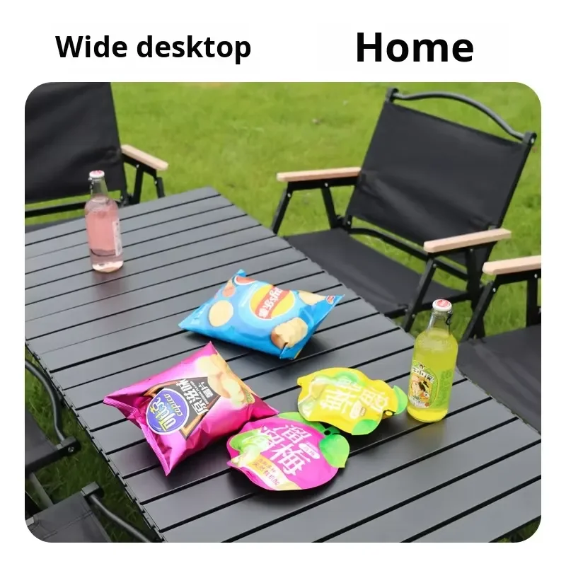 Portable Foldable Square Camping Table Adjustable Iron Roll Picnic Desk Outdoor Furniture for Travel Hiking Beach Party Use