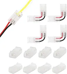 2pin COB LED Strip Connector L Shape LED Corner Connectors For SMD COB 5050 2835 Strip 8mm 10mm Tape Lights Light Fixed Clips