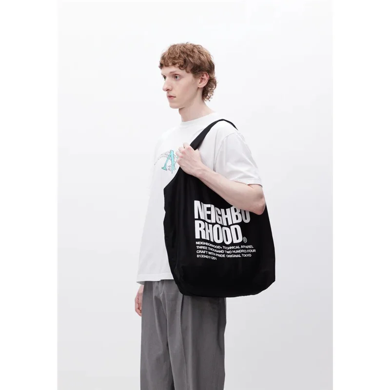 NEIGHBORHOOD Logo Canvas Tote Bag Large Capacity Unisex Casual Shoulder Handbag