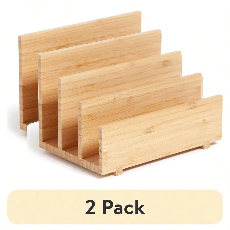 

(2-Pack) Letter Sorter, 7.5" x 4.7" x 4.8", Bamboo, Brown, Desktop Organizer