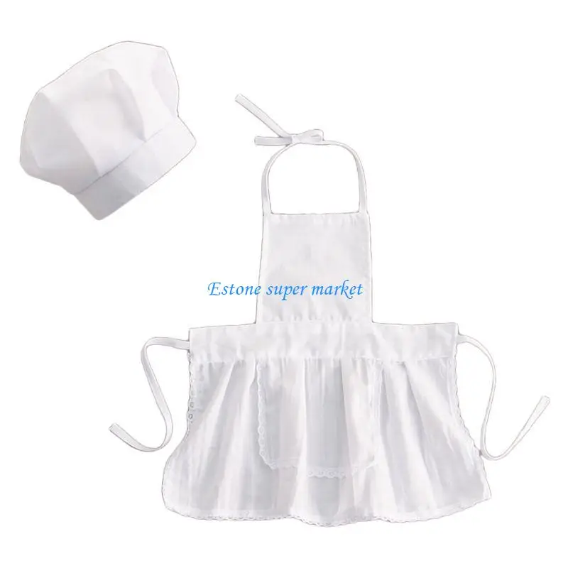 Delantal y sombrero Chef para bebé, disfraz cocinero blanco para niño, pintura para hornear, accesorios fotografía