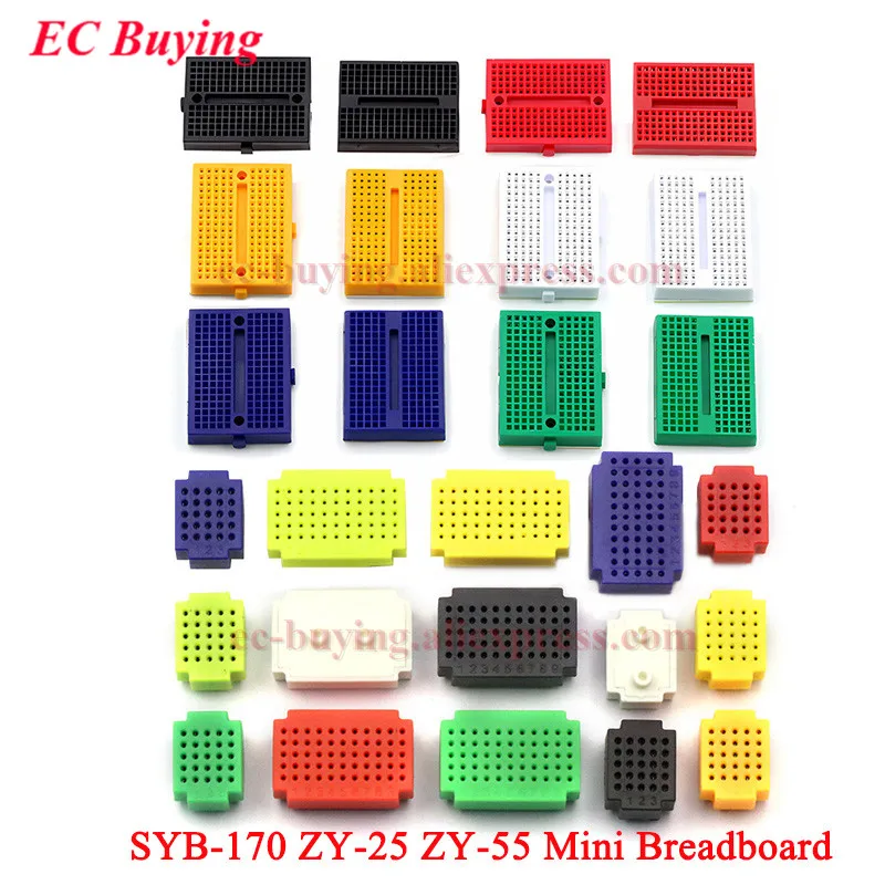 SYB-170 ZY-25 ZY-55 Mini Solderless Prototype Breadboard PCB Test Circuit Bread Board DIY Kit White Blue Green Yellow Black Red