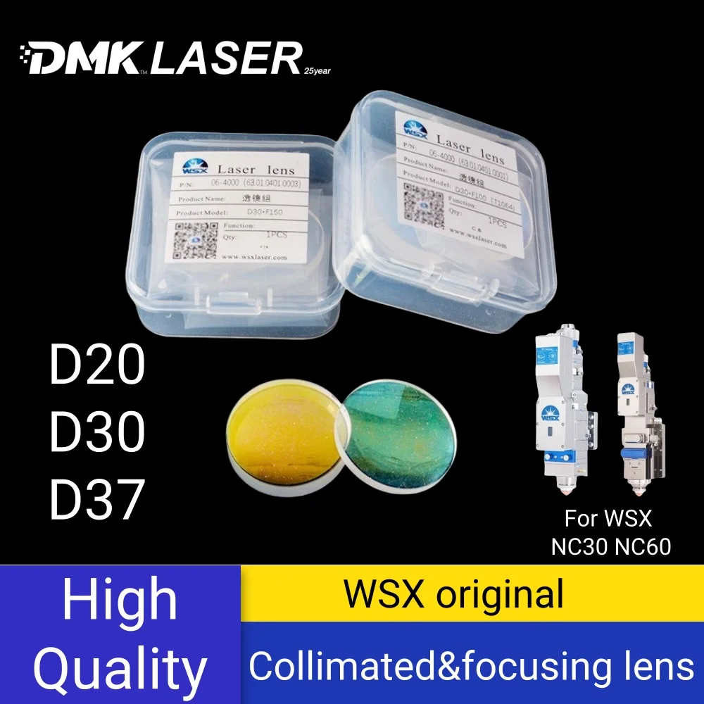 WSX original fiber laser focusing collimator lens quartz composite lens D20 D30 D37 for hand held cutting head NC30 NC60