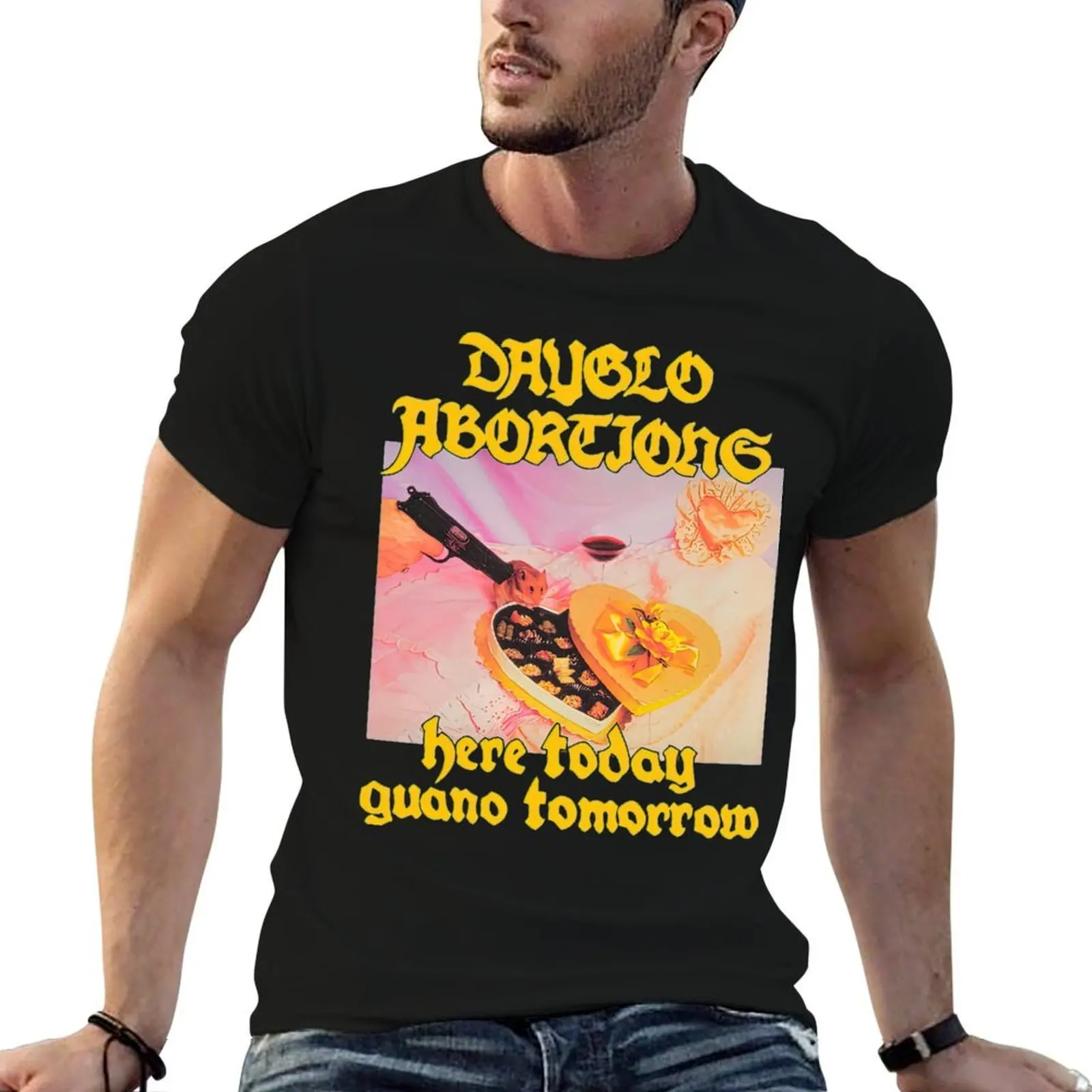 Camiseta Dayglo Abortions Here Today Guano Tomorrow, camiseta de anime, camiseta de algodón negra lisa para hombre, paquete de camisetas
