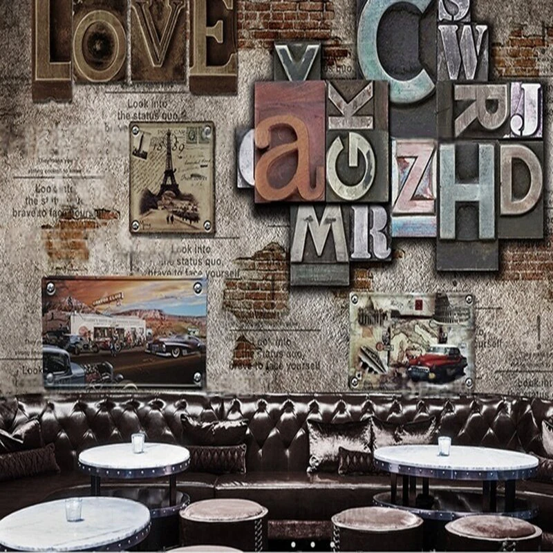 Nordic letter casual coffee shop work uniform customization TV bedroom luxurious home decoration background wall