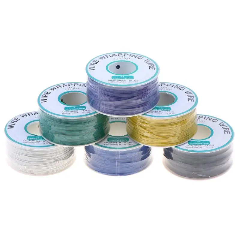 1PCS Roll Wire 11 Colors 250M 30AWG Wire Wrapping Wire B-30-1000 UL1423 Tinned Copper Solid PVC Jumper Insulation Cable Ok Wire