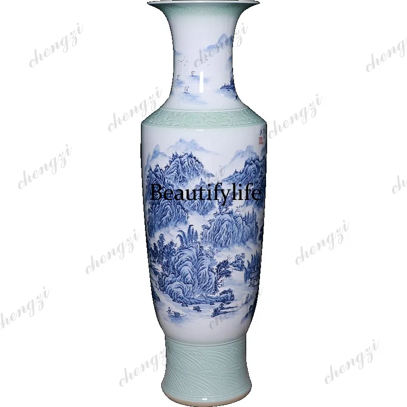 Ceramics hand-painted floor-to-ceiling vase Home Furnishing Living Room Company Hotel Decoration High Ornament