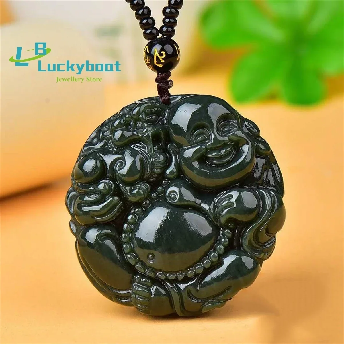 Natural Hotan Jade Laughing Buddha Male Pendant Simple Personality Exquisite Fashion Versatile for Men and Women
