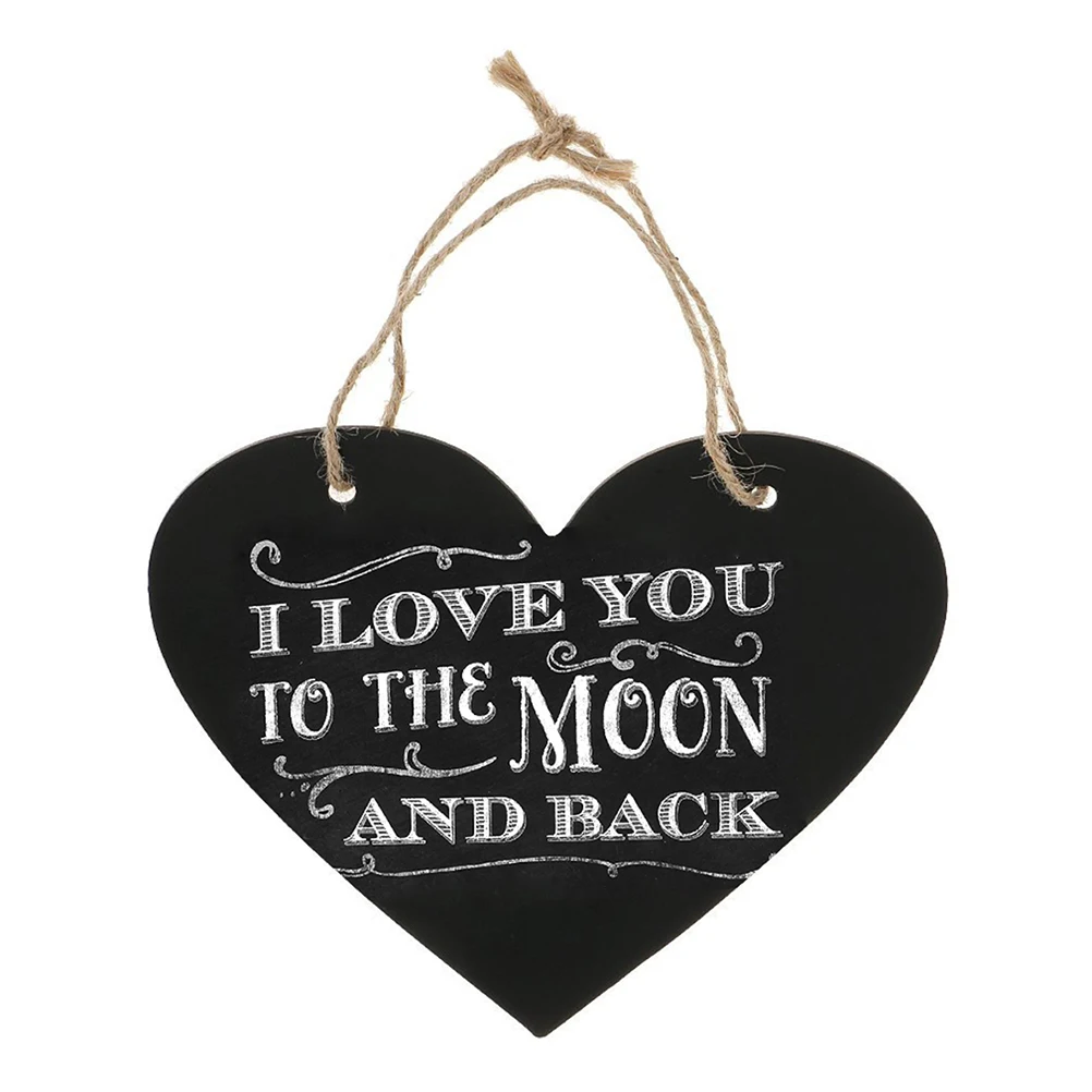 

2pcs Heart Shaped Blackboard Hanging Wall Sign Message Board Home Decor Hemp Rope Suspension Density for Notice