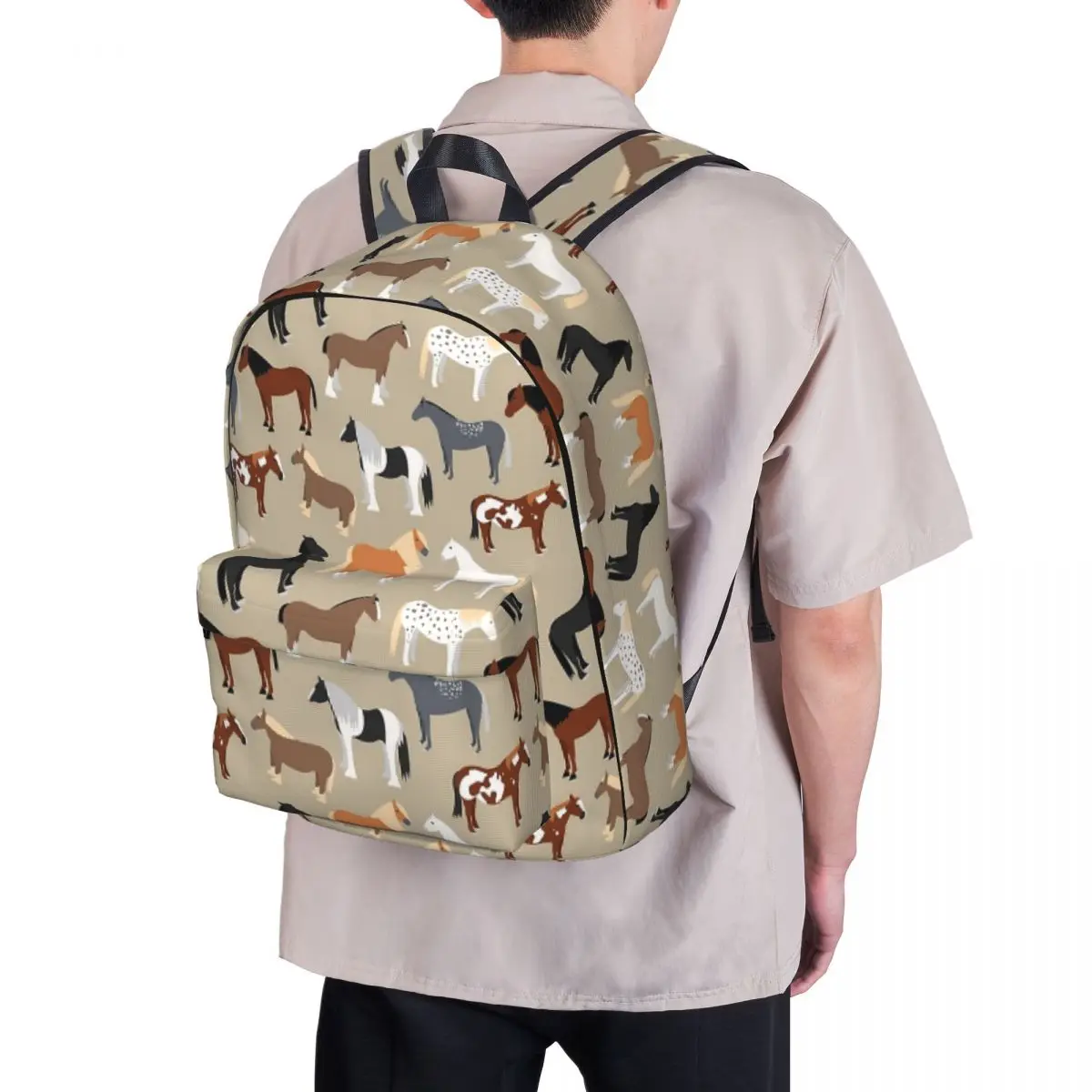 Horse Breeds Pattern Backpacks Large Capacity Student Book bag Shoulder Bag Laptop Rucksack Fashion Children School Bag