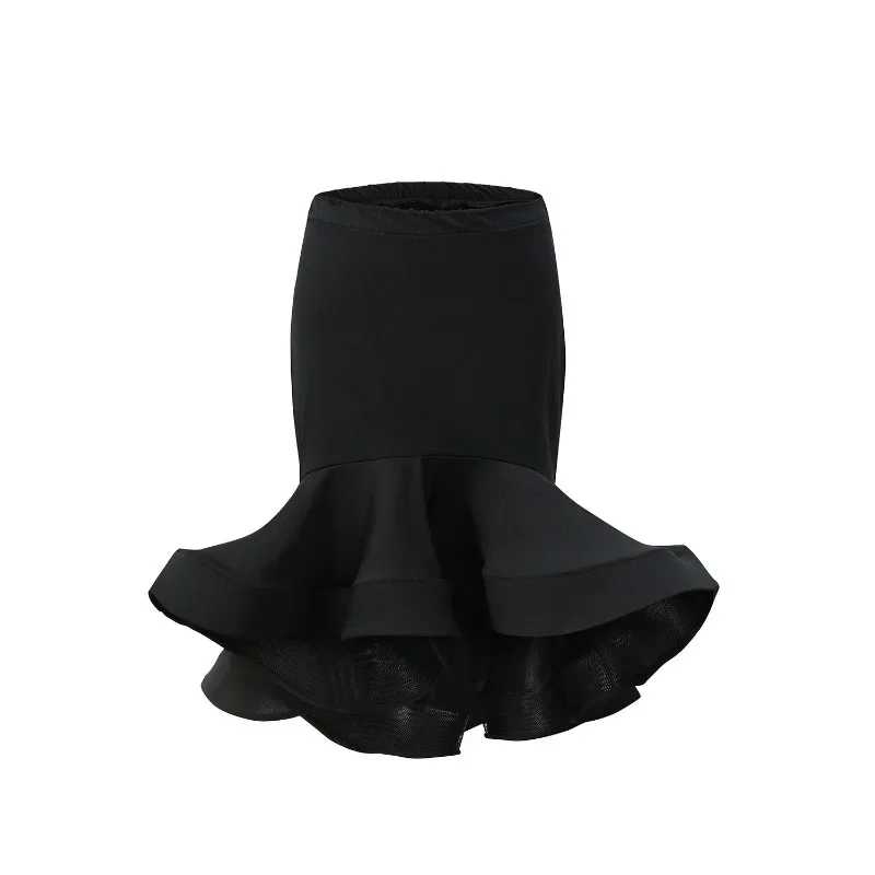 Costume de spectacle de danse latine personnalisé, demi-jupe, haut modal cha cha samba tango rumba, tenue d'entraînement pour enfant