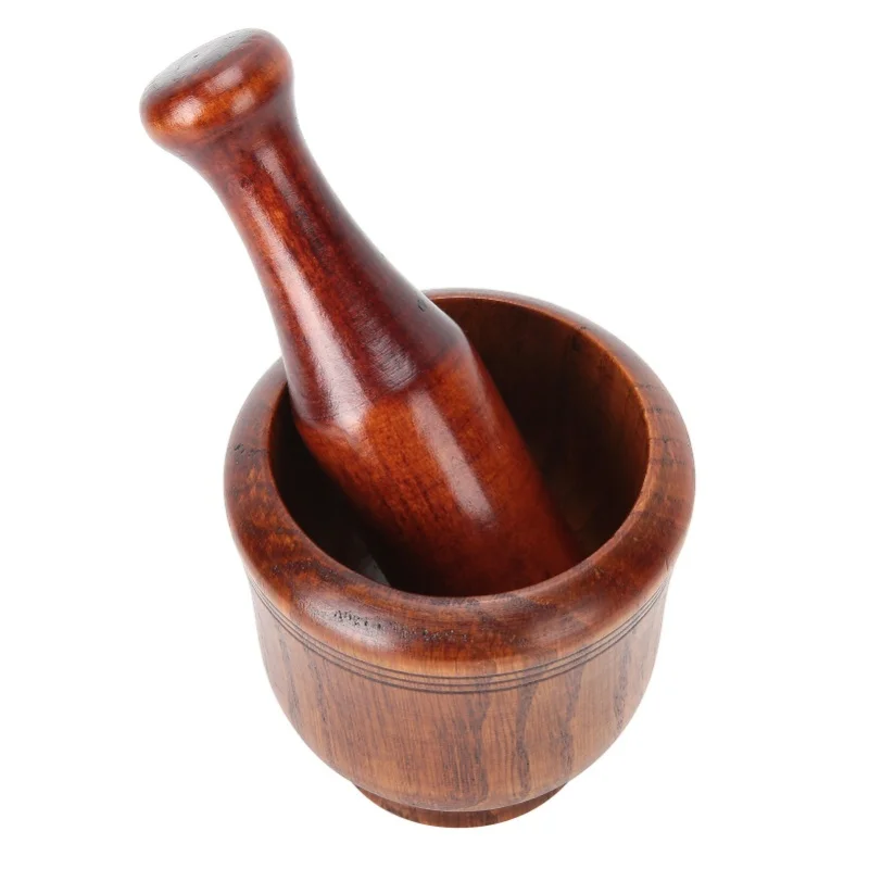 

C5 Wooden Grinding Bowl Household Kitchen Manual Garlic Ginger Spices Grinder Mortar Pestle Set Grinder Bowl Garlic Cook Tools