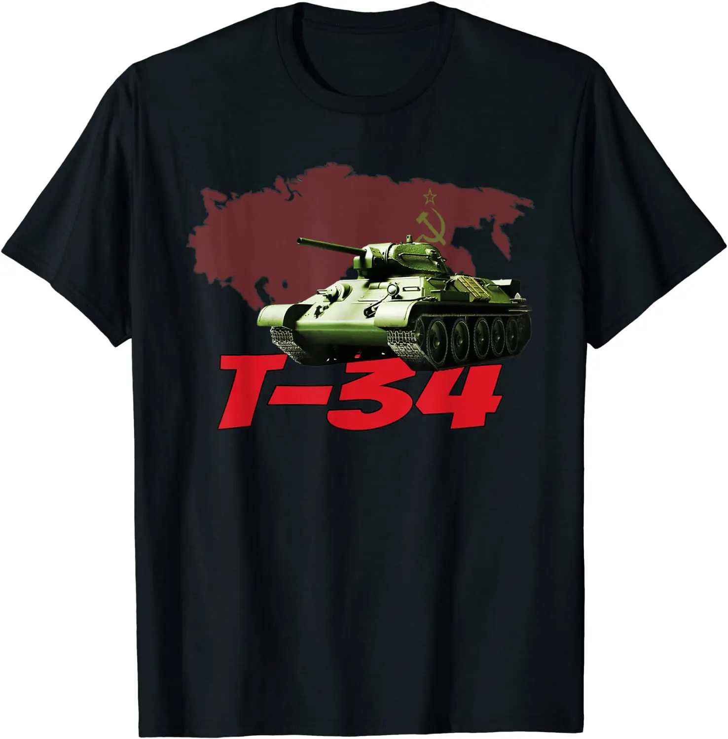 

WW2 Soviet Tank T34 Idea T-34 Historic Tank Soviet Flag Summer Cotton O-neck Short Sleeve T-Shirt