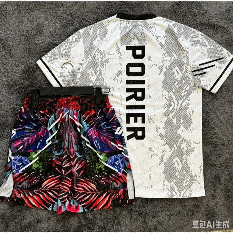 Summer Top Boxer MMA Octagonal Cage Dustin Poirier Tshirt Shorts Set Kid Sports Training Running Set Speed Drying Fighting Set