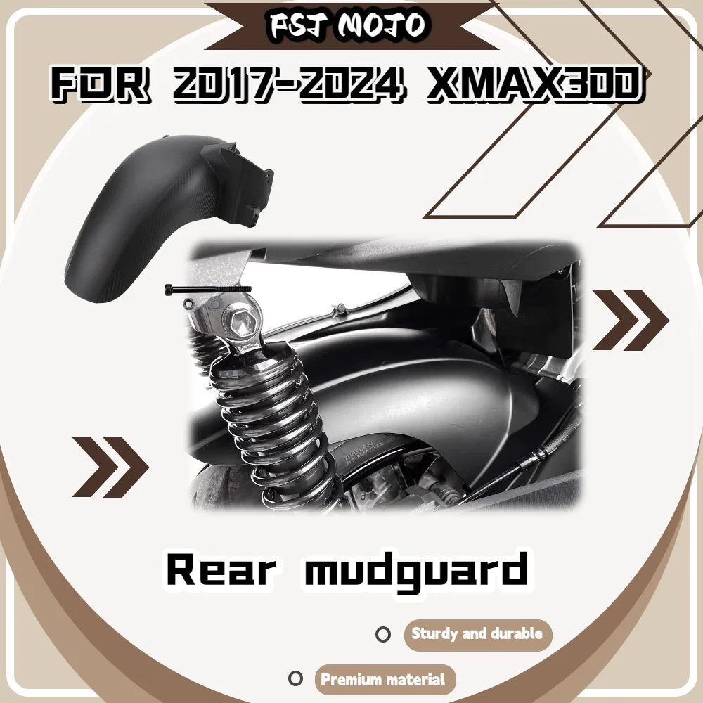 For XMAX300 2017-2024 Carbon Fiber Pattern Extended Rear Fender Water Transfer Mud Guard Replacement Mod Parts