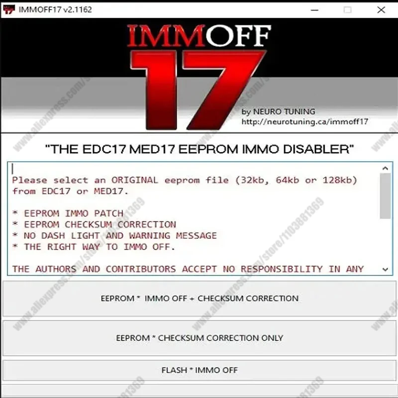 IMMOFF17 Car Software EDC17 MED 17 Immo Off Ecu Program Function EEPROM IMMO PATCH Checksum Correction To IMMO OFF Flash