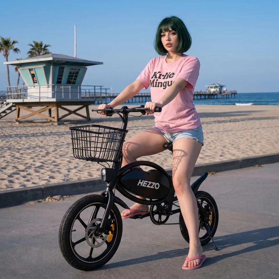 HEZZO T8 Foldable Electric Bike for Adults 48V 500W Peak 750W Brushless Motor 16Inch Carbon Steel E-Bike 7.8Ah Lithium Battery Max 25KM/H 30-35KM Range Dual Disc Brake Waterproof LED Headlight Commuter Folding E Bicycle With Basket image 5
