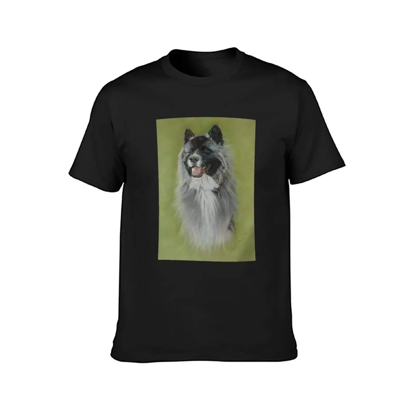 Long coat black face silver gray akita T-Shirt custom t shirt customs compression shirt men