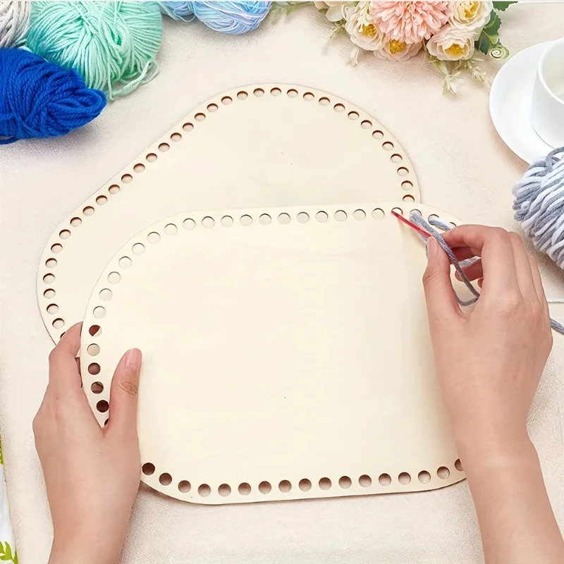 

Набор из 3-х деревянных корзин для вязания крючком, овальное, дно деревянного мешка, подходит для плетения своими руками, поделок крючком и принадлежностей для домашнего декора