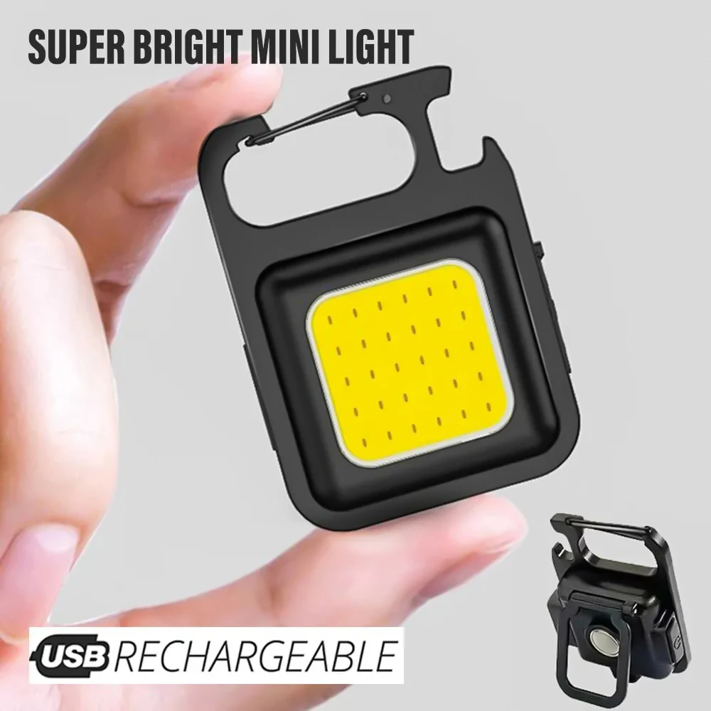 MINI llavero COB superbrillante, linterna, lámpara de carga, luces de Camping con imán, 4 modos de iluminación para el hogar y Camping