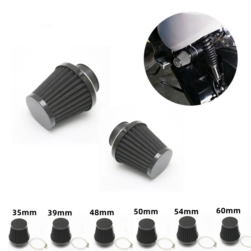 35mm 38mm 40mm 42mm 48mm 50mm 52mm 54mm 60mm Black Motorcycle Clamp-on Air Filter Cleaner ATV Quad For Honda Yamaha