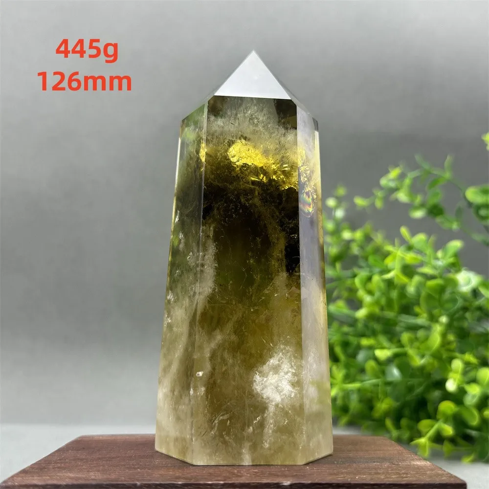 Natural Tea Yellow Transparent Crystal Rod Quartz Column Healing Aura Meditation Spiritual Witchcraft Prayer Home Decoration