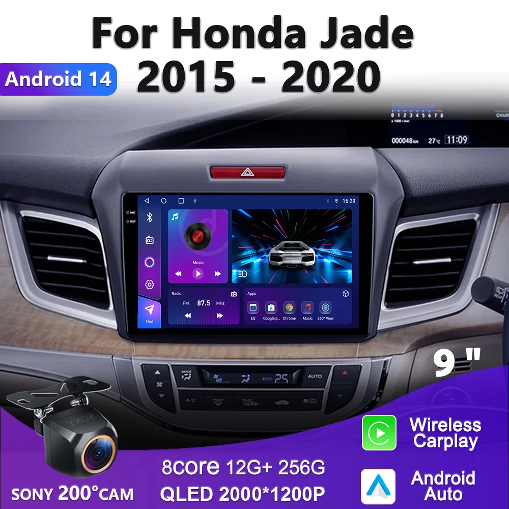 

2K Incell Screen Android 14 For Honda Jade 2015 - 2020 Car Radio Stereo Multimedia Player 5G GPS Navigation High-performance CPU