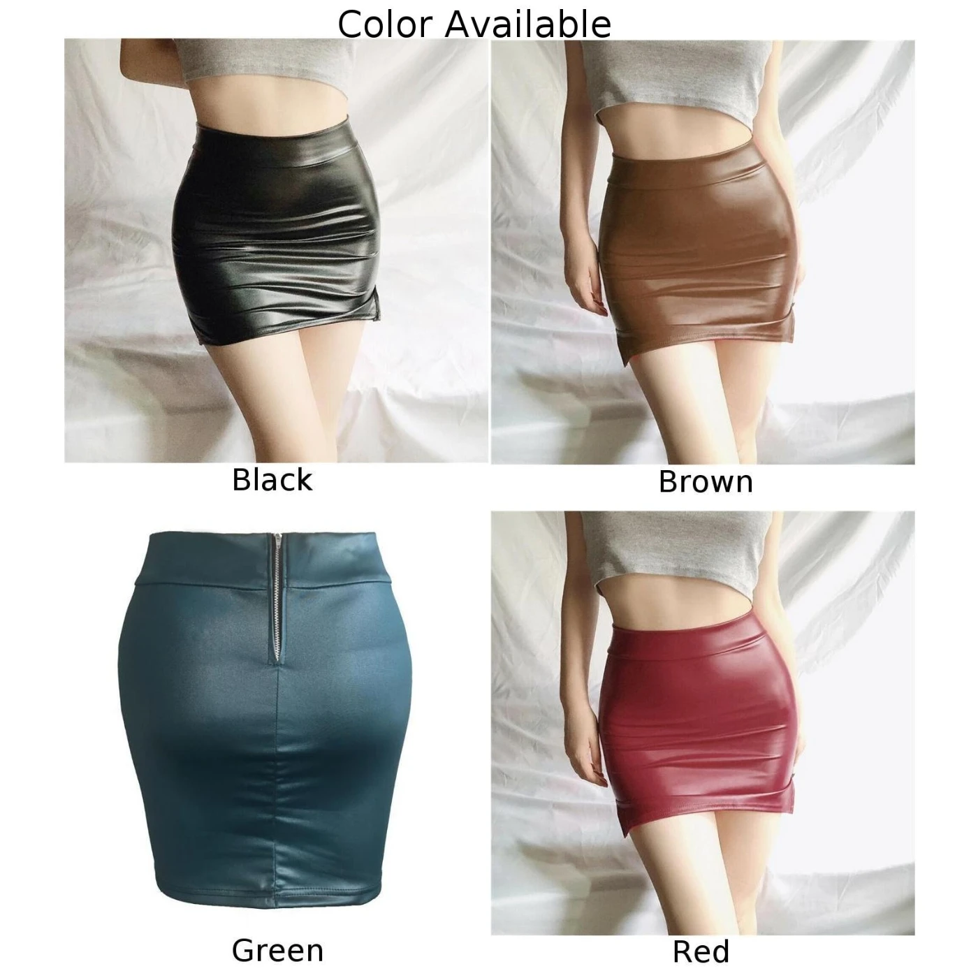 Black Skirts-skirt Dress New Sexy Zip Bright Brown Comfortable High Waist Leather-skirt PU Skirts Tight