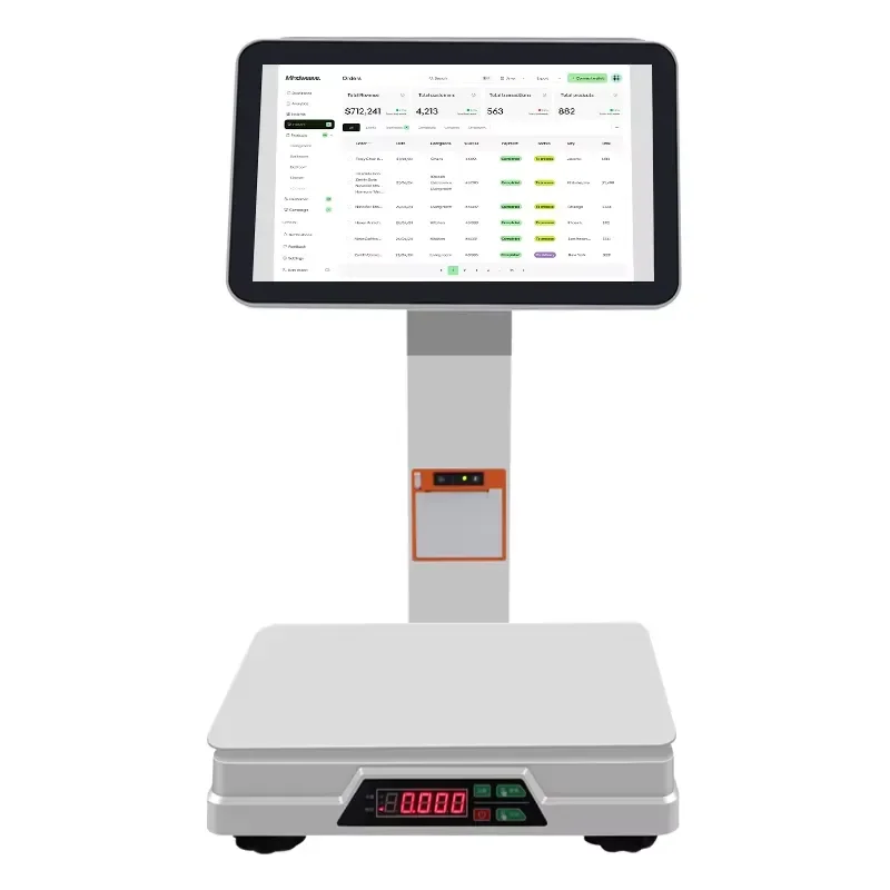 15.6 Inch Dual Touch Screen POS System Machine with Weighing Scale AI All in One Electronic Digital Cash Register for Retail