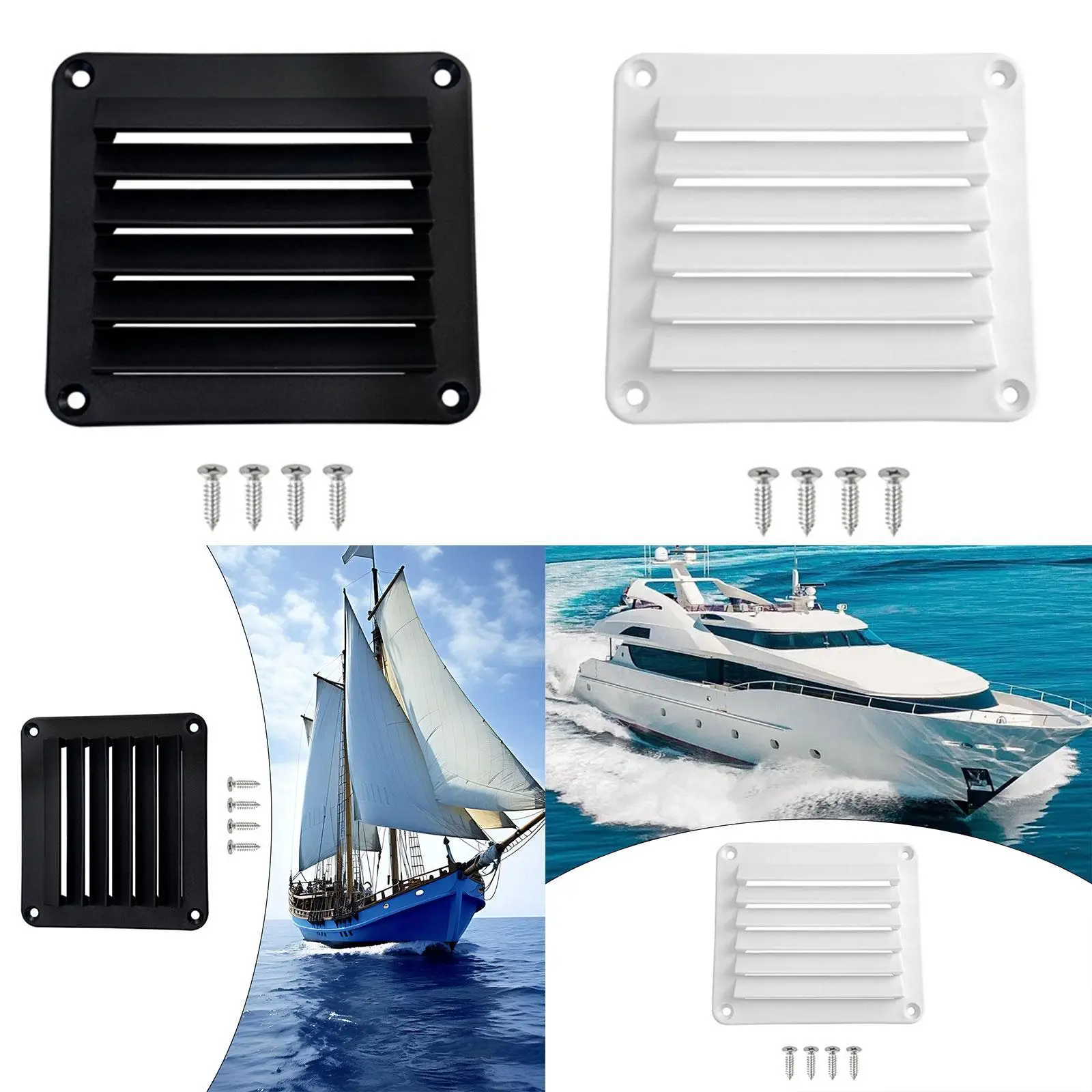 Rectangular Marine Louvered Vent Nylon Grille Air Cover for Boat Yacht Caravan Cabin Practical Hardware