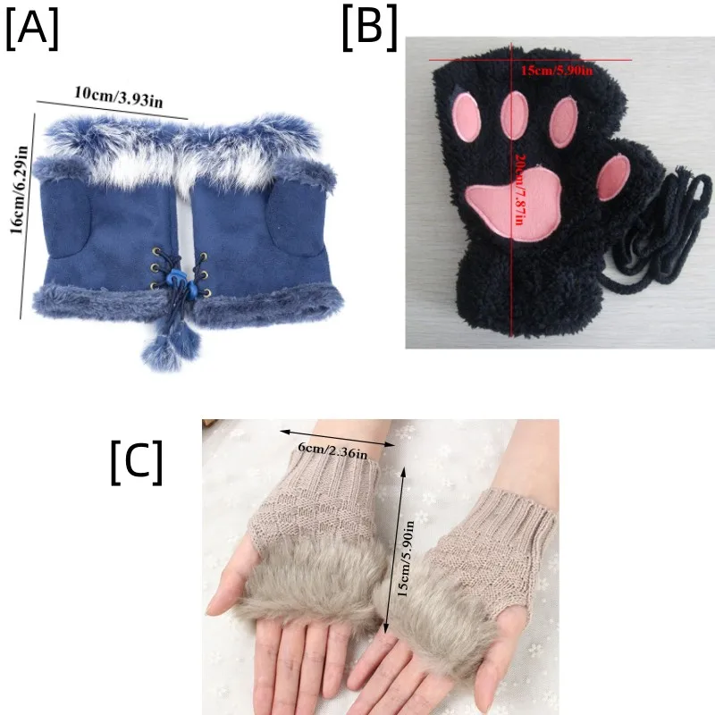 1 Pair Women Winter Warm Half-finger Gloves Sexy Faux Rabbit Fur Hand Wrist Winter Warmer Fingerless Gloves Fashion Accessories