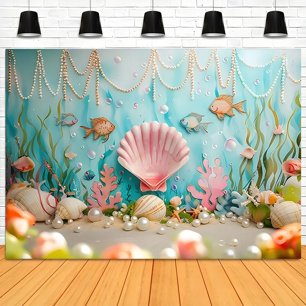 

Beach Shells Sailboat Sea Happy Birthday Photography Background Lighthouse Holiday Baby Party Photo Studio Backdrops VX-04