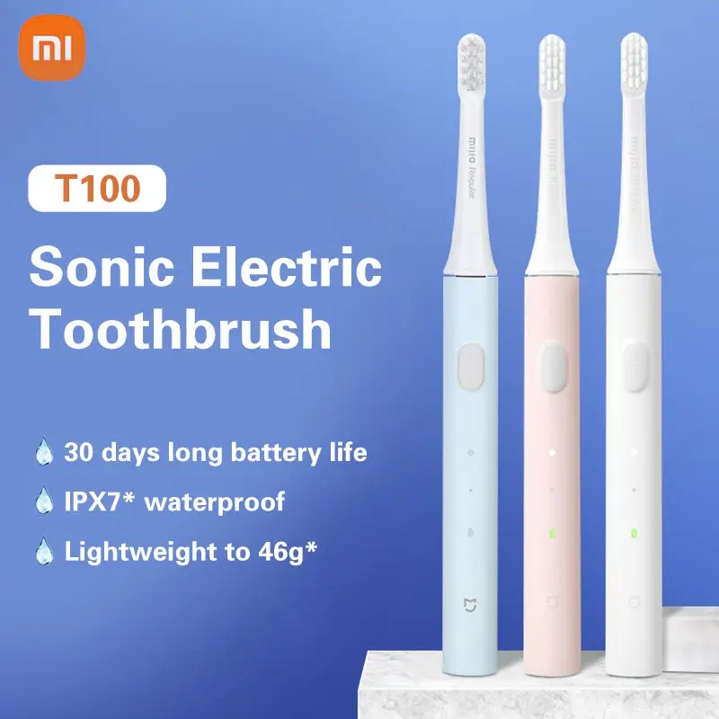 XIAOMI Mijia T100 Sonic Electric Toothbrush Mi Smart Tooth Brush Colorful USB Rechargeable IPX7 Waterproof Toothbrushes Head