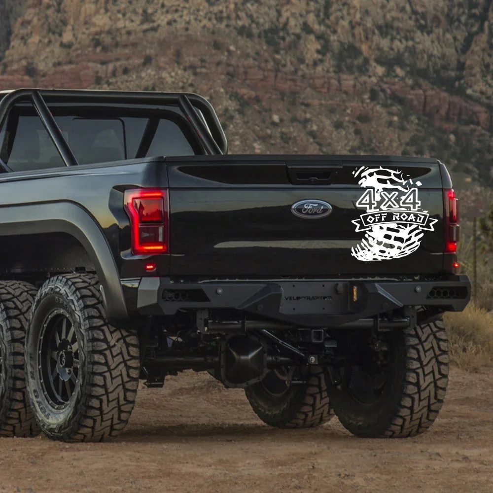 Car Tire Track 4x4 Off Road Sticker Decoration For Ford F150 Ranger Chevrolet Silverado Dodge Ram Isuzu Dmax Pickup Tailgate