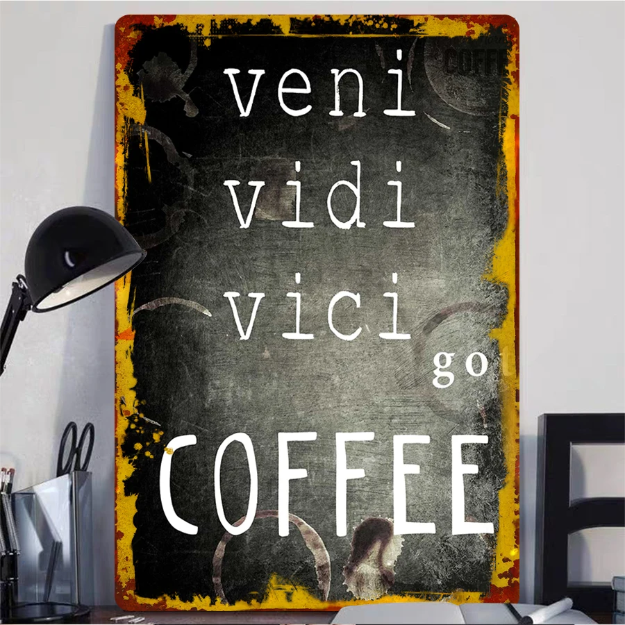 빈티지 커피 얼룩 금속 벽 장식 베니 비디 비치 커피 테마 틴 페인팅 홈 카페 장식용 걸이 장식품