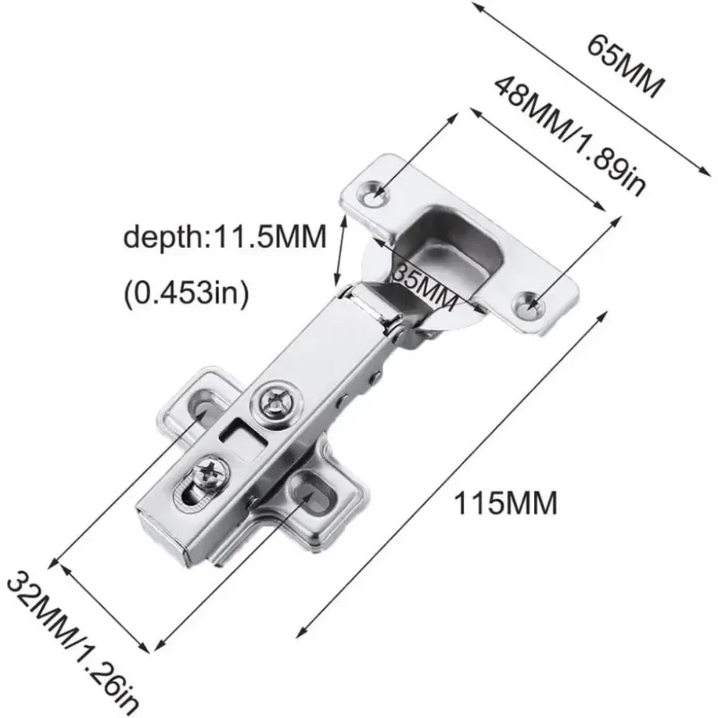 Steel Hydraulic Door Hinge Cabinet Hinges Damper Buffer Soft Closing for Kitchen Cupboard Furniture