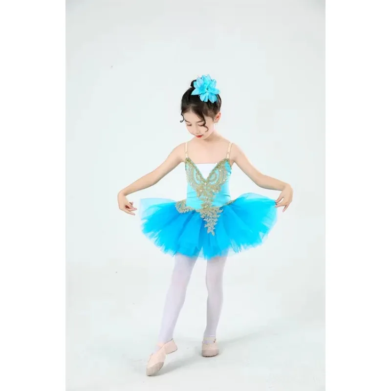 Vestido de balé infantil, pequeno cisne, saia tutu de lantejoulas com suspensor, saia de gaze, novo estilo