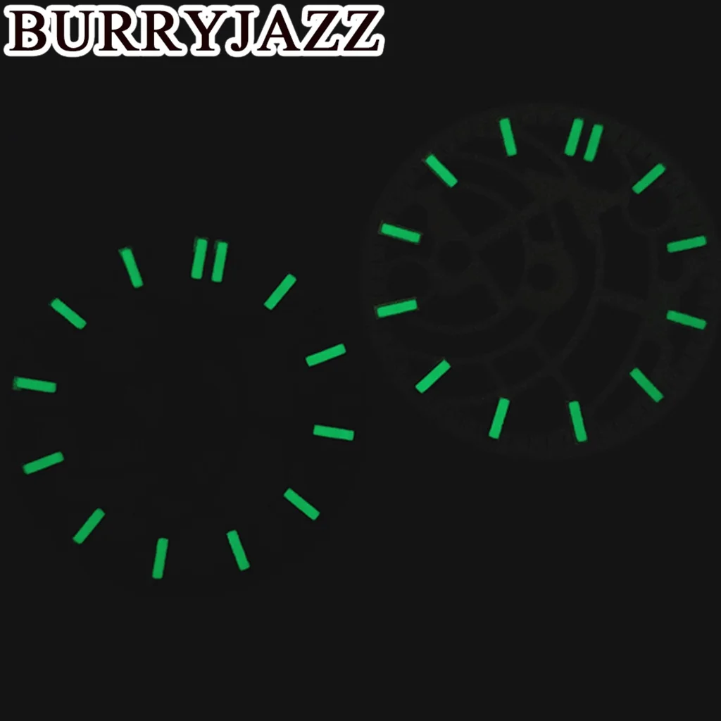 BURRYJAZZ 28.5mm No Logo NH35 NH36 NH70 Watch Dials Black Blue White Dial Green Luminous